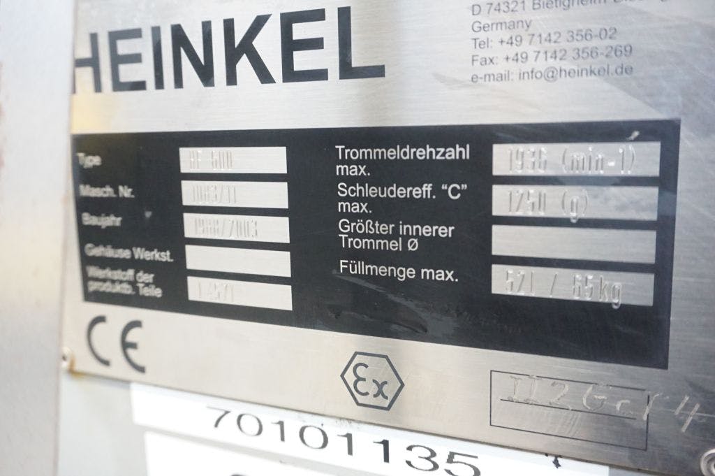 Heinkel HF600 - Basket centrifuge - image 7